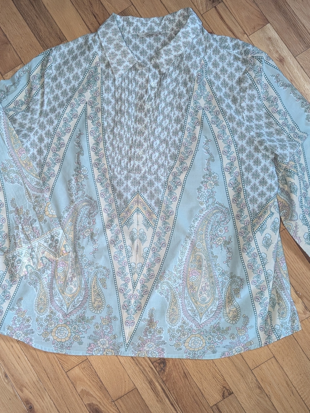 Soft Surroundings Mixed Print Tunic Blouse, Size 3X, Soft Summery Colors
